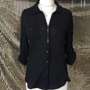 Black button down top